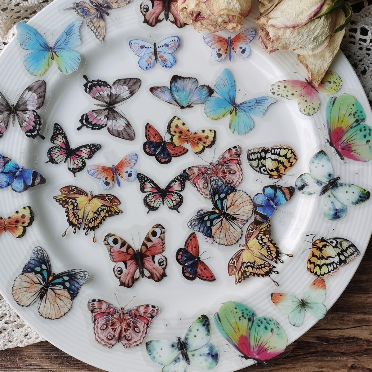 40 Pcs PET Butterfly Stickers for Journaling &amp; Scrapbooking - PaperWrld