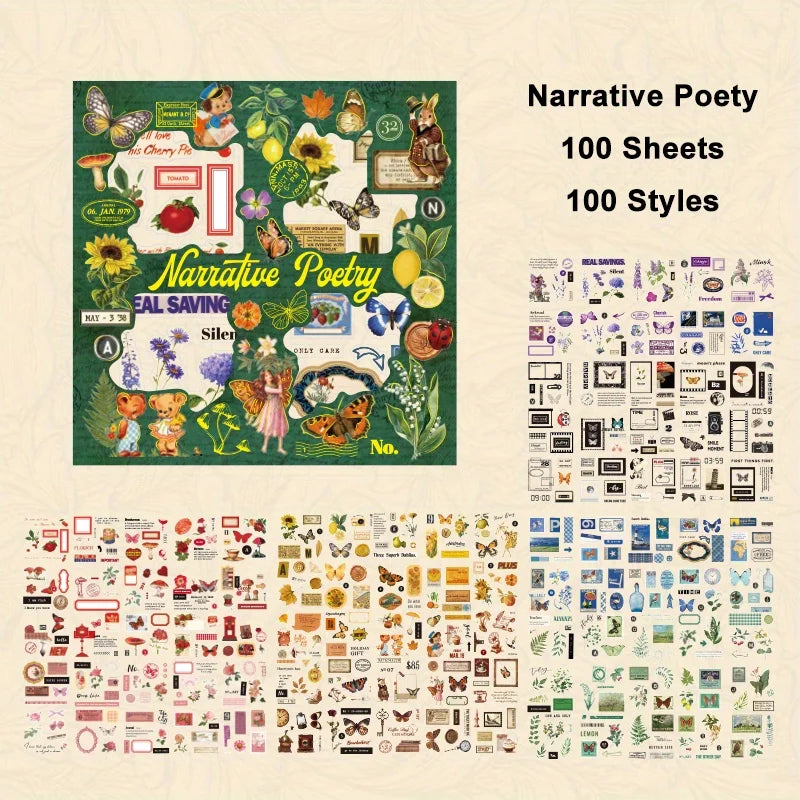 Narrative Poetry PET Sticker Collection