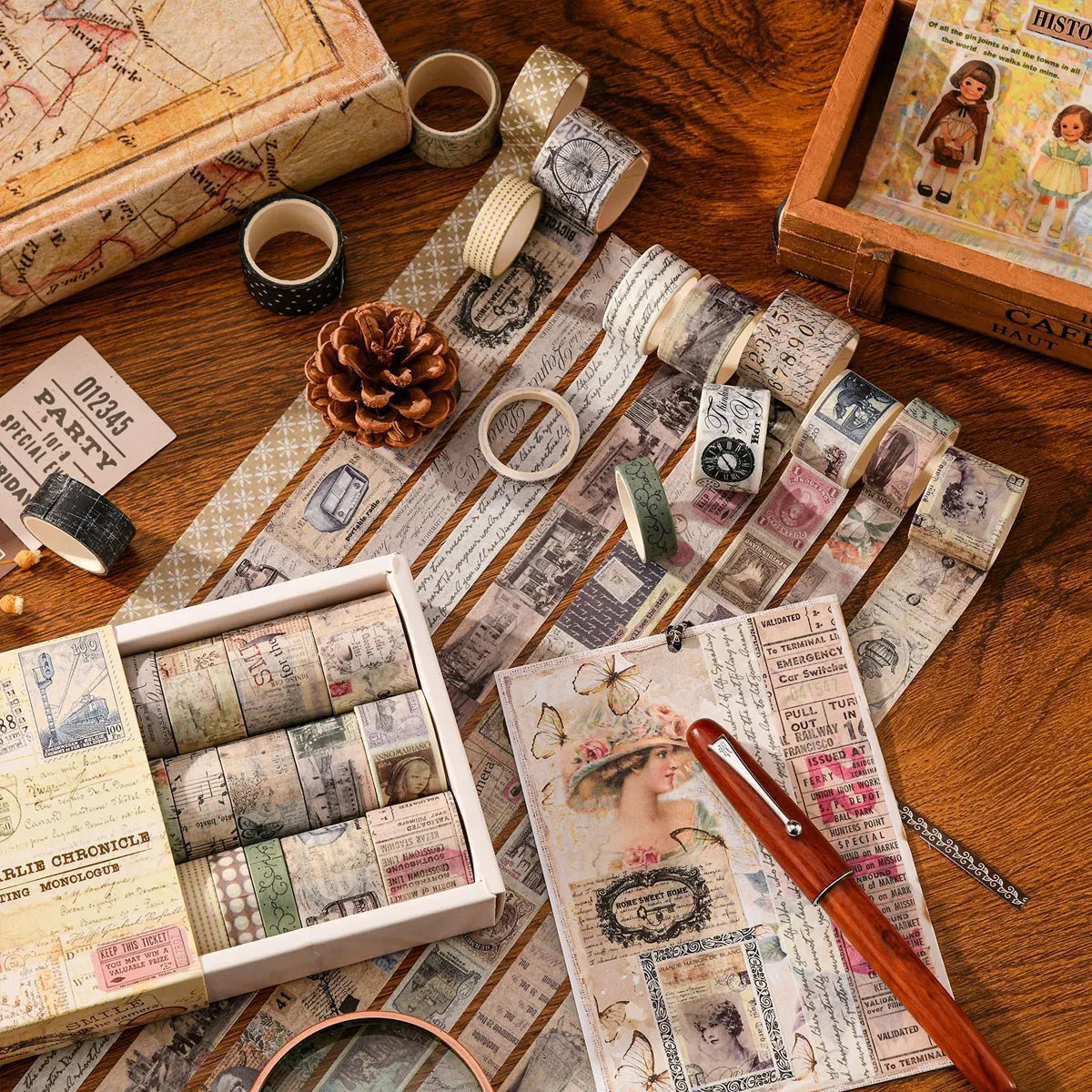 Vintage Washi Tape Library – 20 Rolls Set