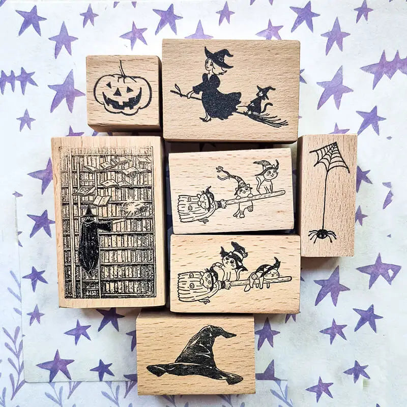 Halloween Trick-or-Treat Hocus Pocus Wooden Stamps 🎃🪄