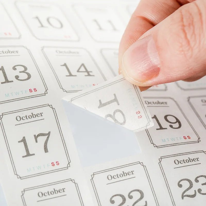 Vintage Calendar Date Stickers Set