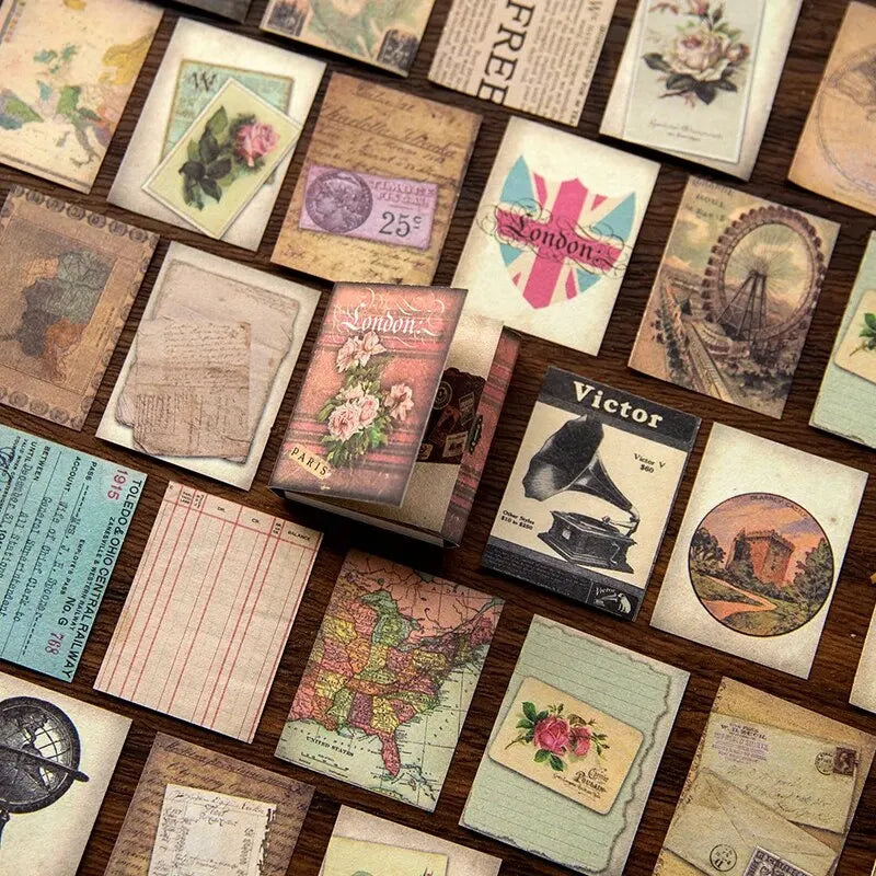 Mini Vintage Paper Books – 60 Double-Sided Sheets