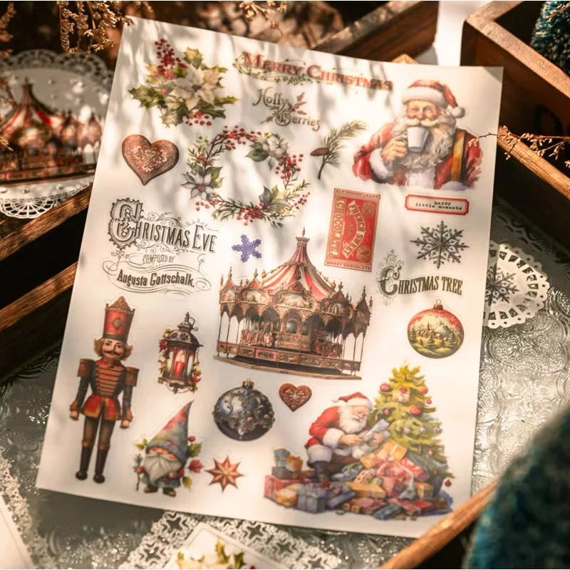 Vintage Christmas Rub-On Sticker Set