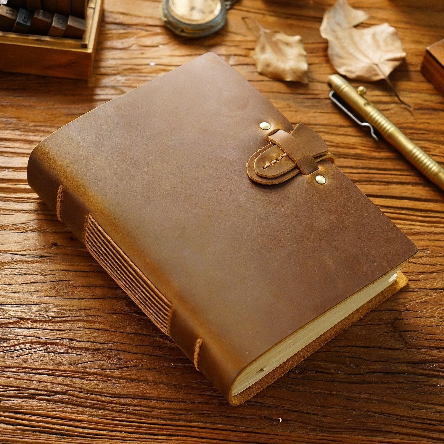 Smooth and Embossed Kraft Paper Leather Notebook for Journaling &amp; Scrapbooking - PaperWrld