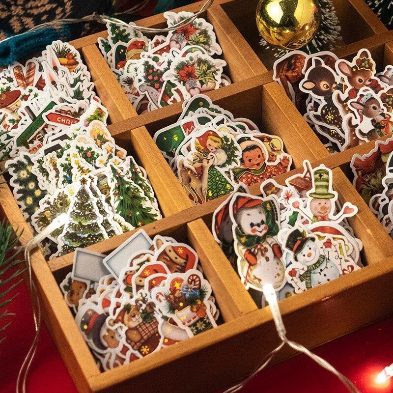 30Pcs Christmas Glossy Adhesive Paper Stickers Pack