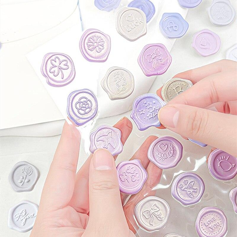 18 Pcs/Pack Adhesive Wax Seals - Vibrant Decorative Stickers for Journaling &amp; Scrapbooking - PaperWrld