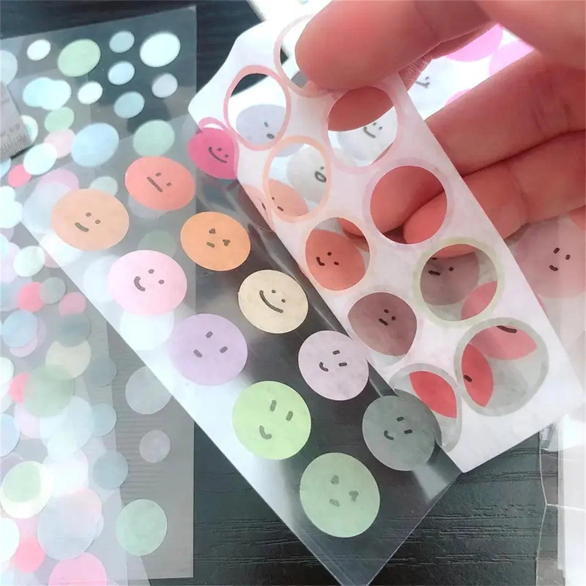 6 Sheets Transparent Emoji Sticker Set