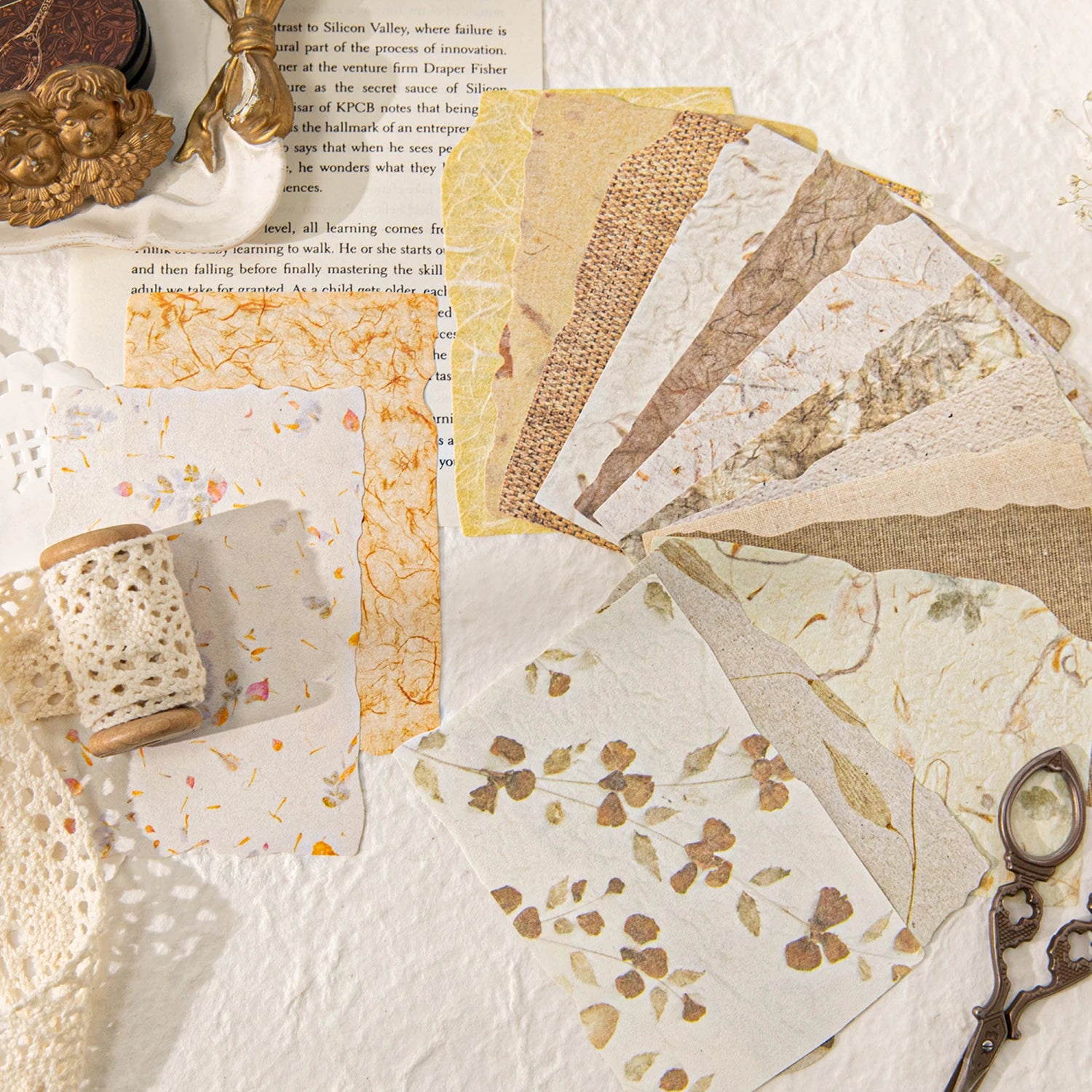 Vintage Botanical Textured Paper Set