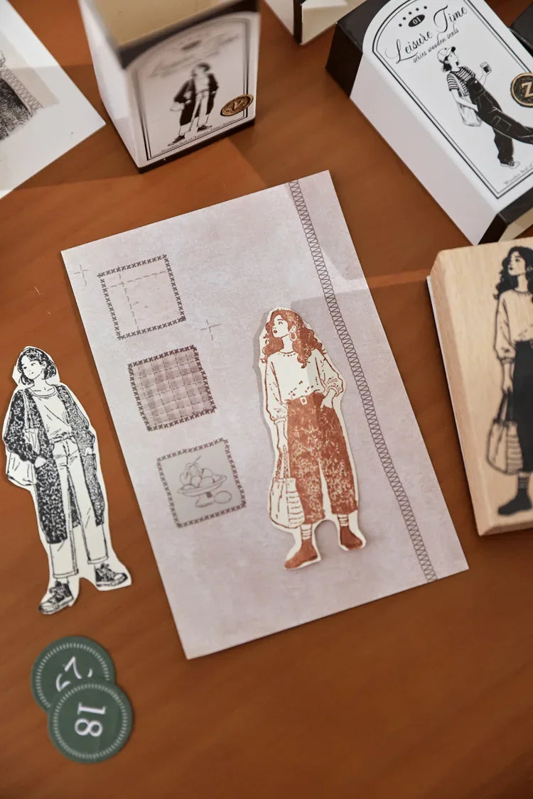 Leisure Time | Aesthetic Wooden Rubber Stamp Collection (8 Styles)