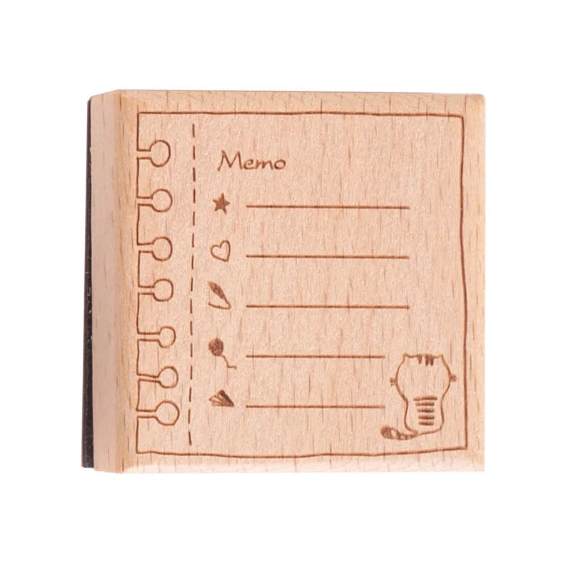 Cute Cat Wooden Rubber Stamp