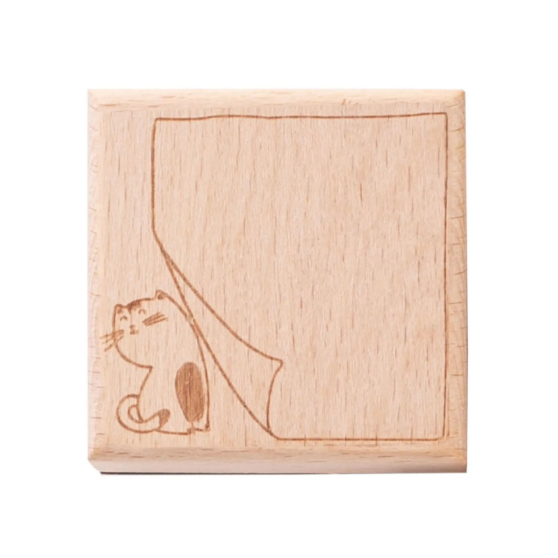 Cute Cat Wooden Rubber Stamp