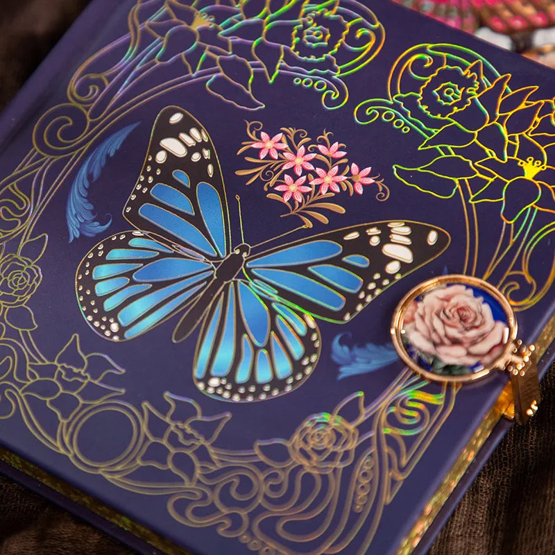 Butterflies & Flowers Vintage Hardcover Journal with Magnetic Clasp