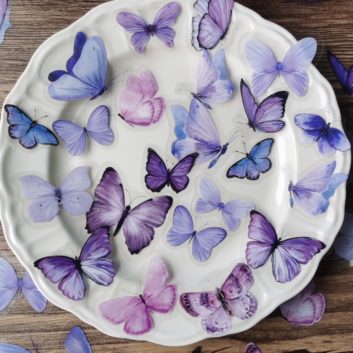 40 Stück blaue Schmetterlings-PET-Aufkleber