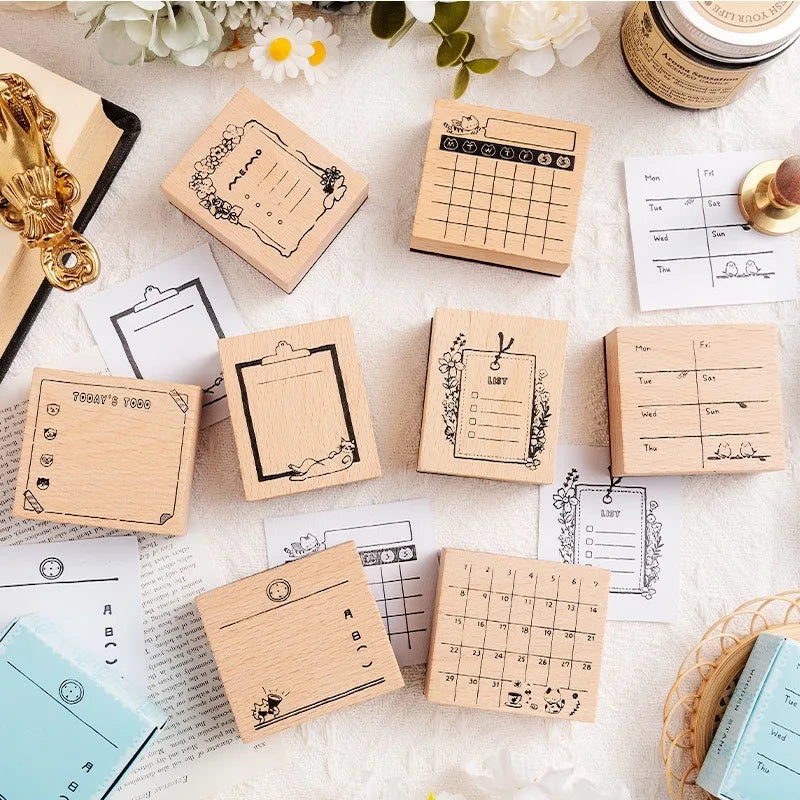 Cute Planner Wooden Rubber Stamp