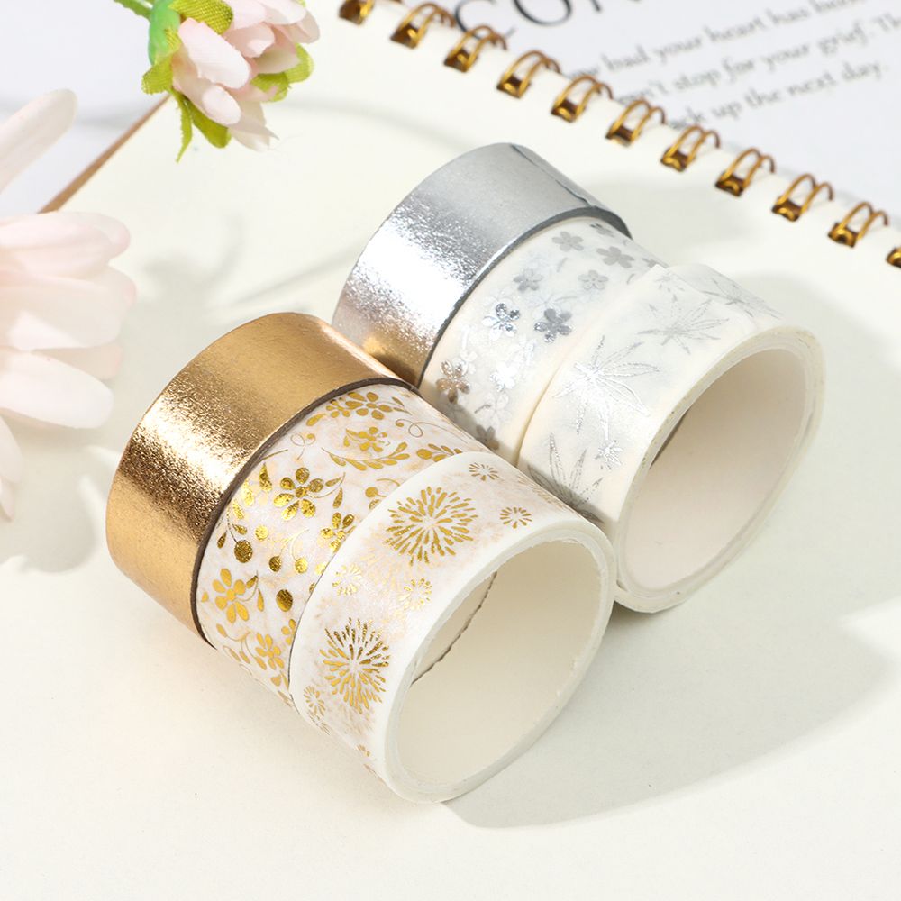 Washi Tape 6 Stück dekorative Bänder Washitape Vintage Goldfolie selbstklebendes Masking Tape japanische Aufkleber Briefpapier Washi Tape Set