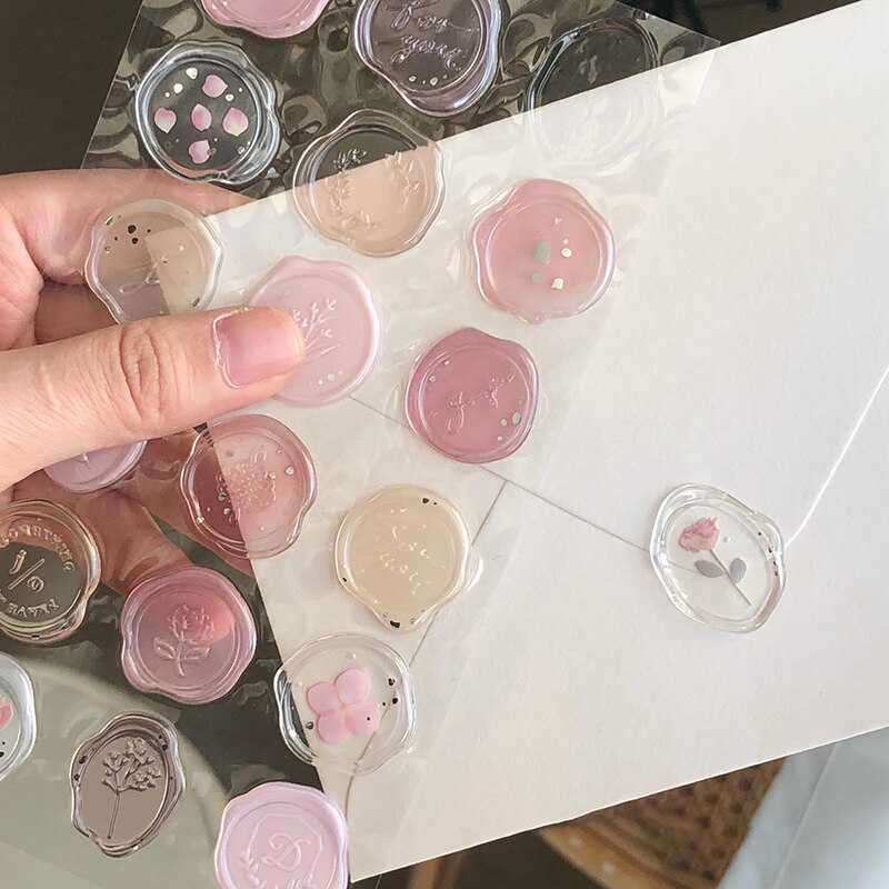 Pastel Bloom Wax Seal Stickers - 18 Pcs Set