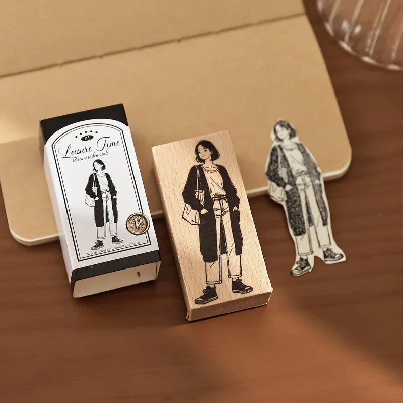 Leisure Time | Aesthetic Wooden Rubber Stamp Collection (8 Styles)