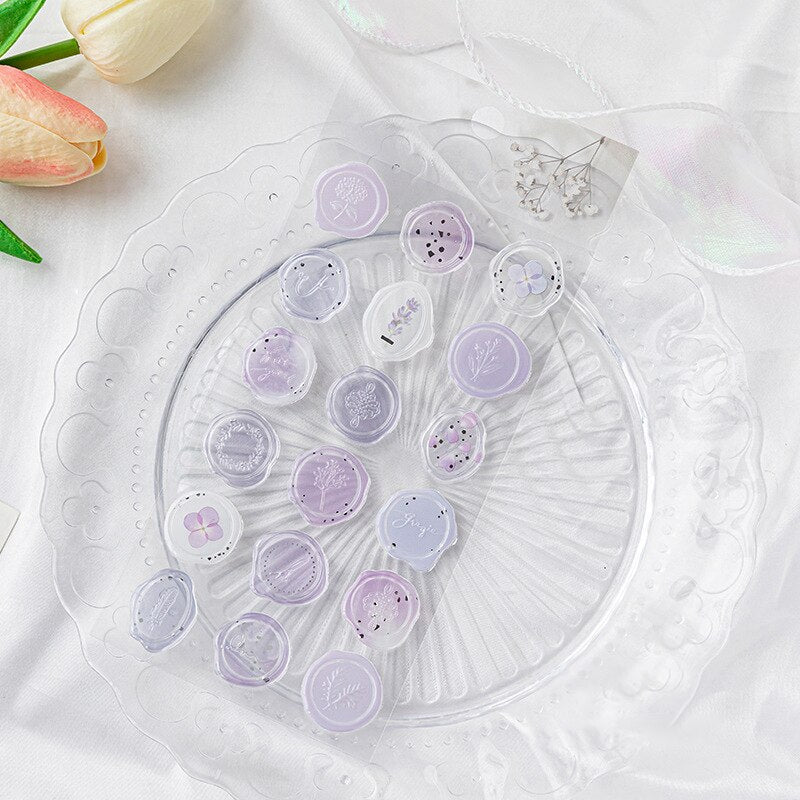 Pastel Bloom Wax Seal Stickers - 18 Pcs Set