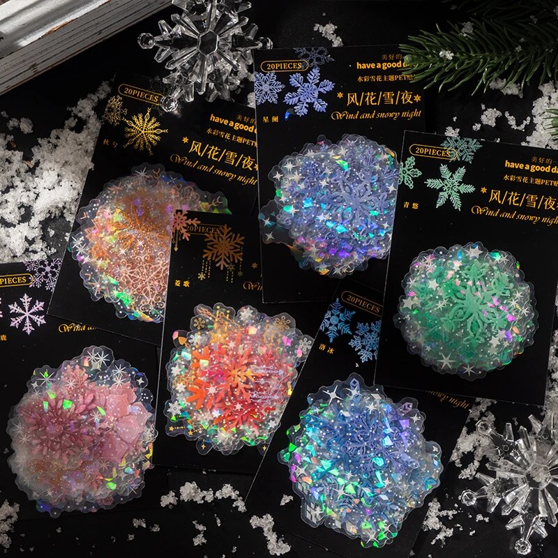 Holographic Snowflake PET Sticker Pack