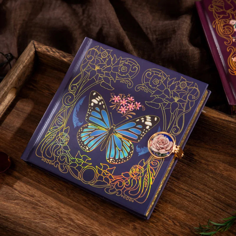 Butterflies & Flowers Vintage Hardcover Journal with Magnetic Clasp