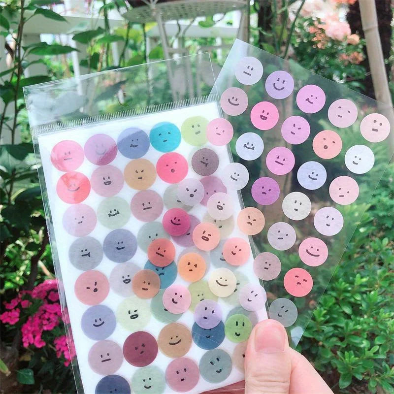 6 Sheets Transparent Emoji Sticker Set