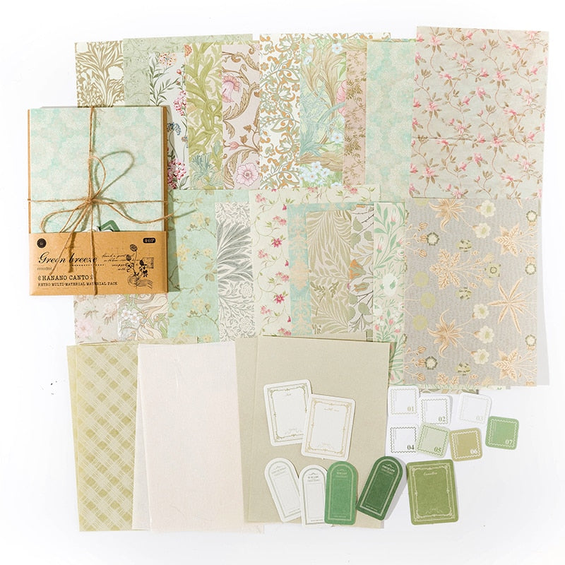 40 Pcs Floral Handmade Paper Mix Material - C - PaperWrld