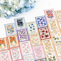 Vintage Floral Stamp Sticker Pack - 46 Pcs Self-Adhesive Paper Stickers for Journaling &amp; Scrapbooking - PaperWrld