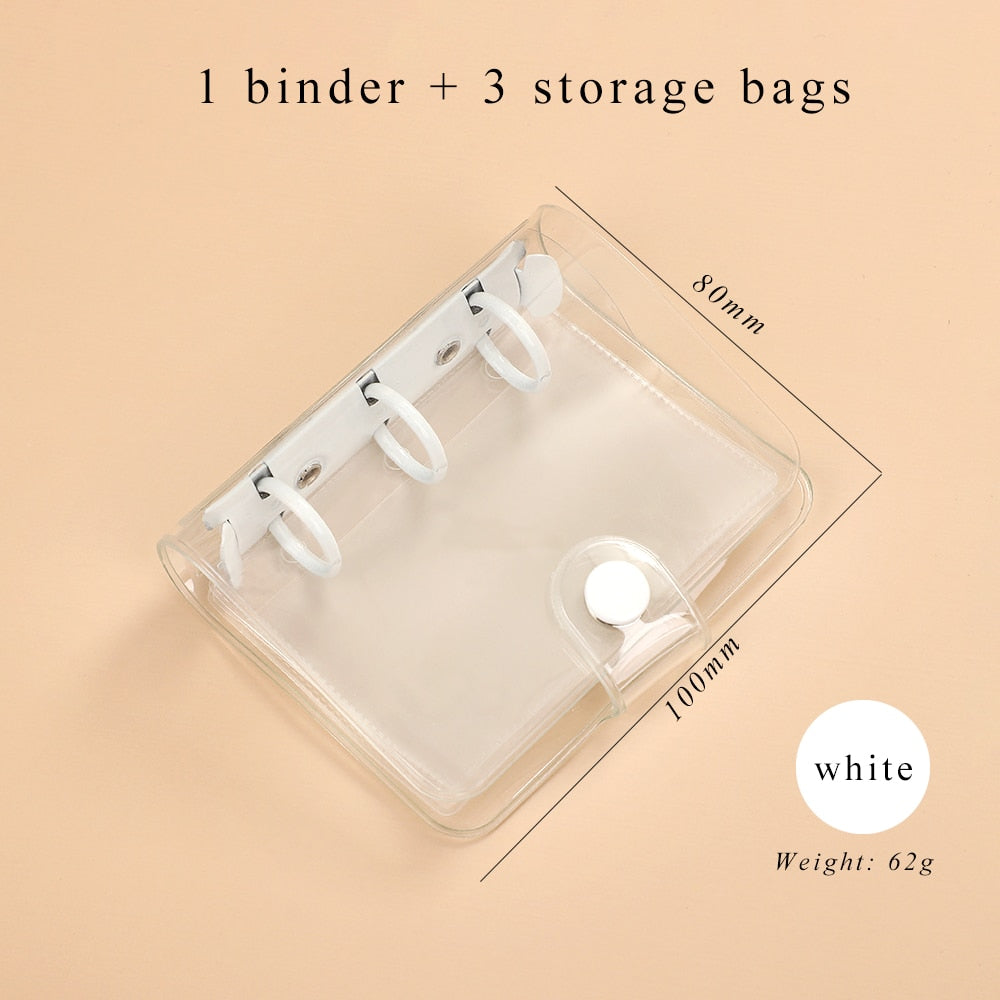 Mini Transparent Ring Binders with Storage Bag and Inserts - White - PaperWrld