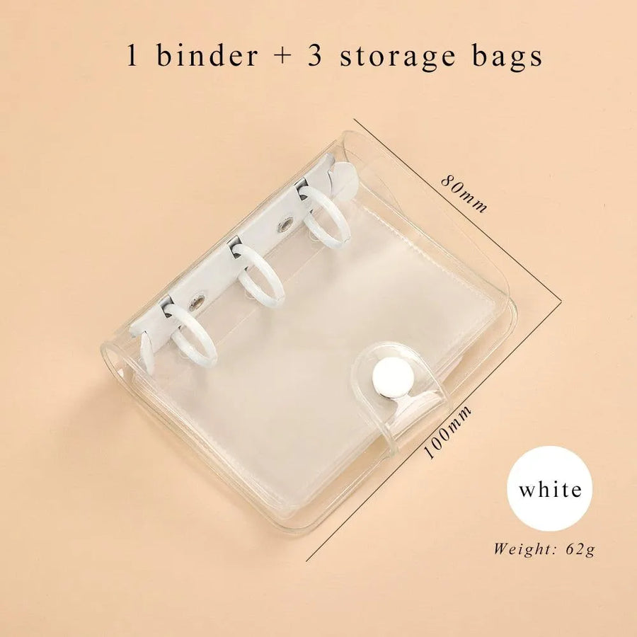PAPERWRLD - Mini Transparent Ring Binders with Storage Bag and Inserts