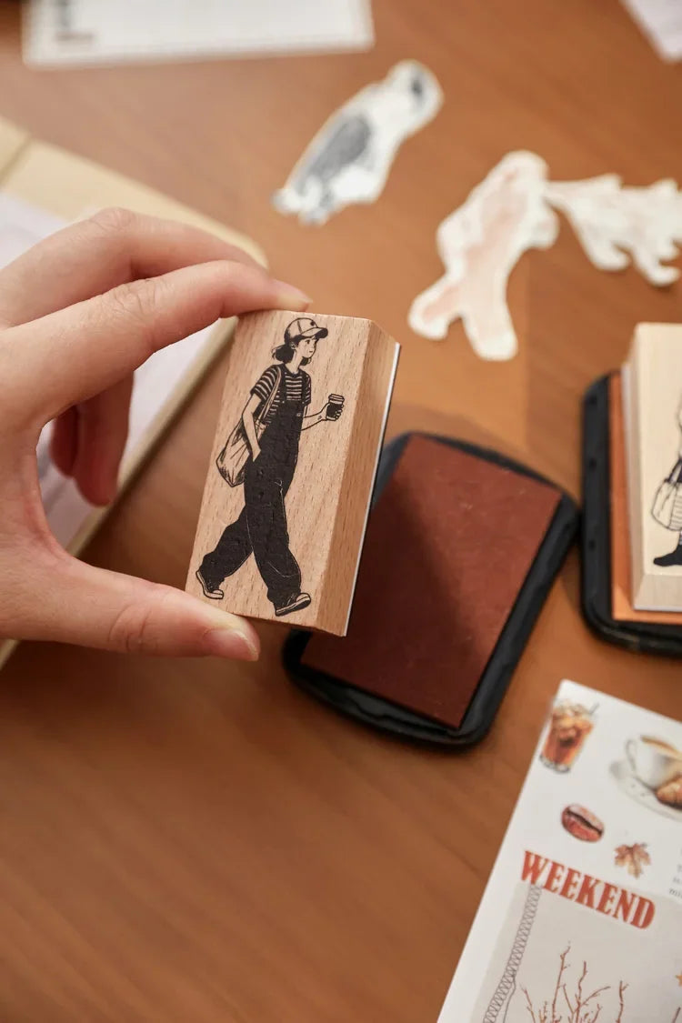 Leisure Time | Aesthetic Wooden Rubber Stamp Collection (8 Styles)