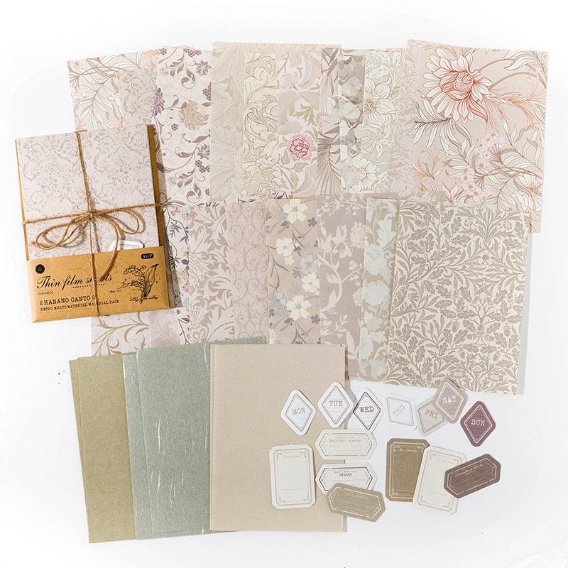 40 Pcs Floral Handmade Paper Mix Material for Journaling &amp; Scrapbooking - PaperWrld