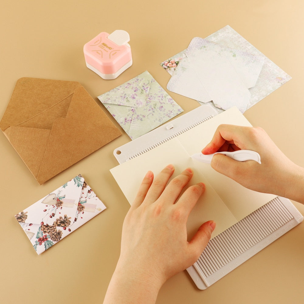 Multi-Purpose Scoring Board Envelope Maker with Bone Folder for Journaling &amp; Scrapbooking - PaperWrld