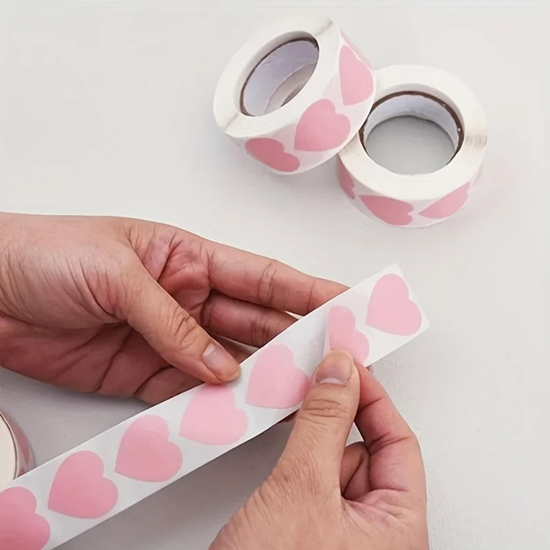 Pink Heart Stickers Roll