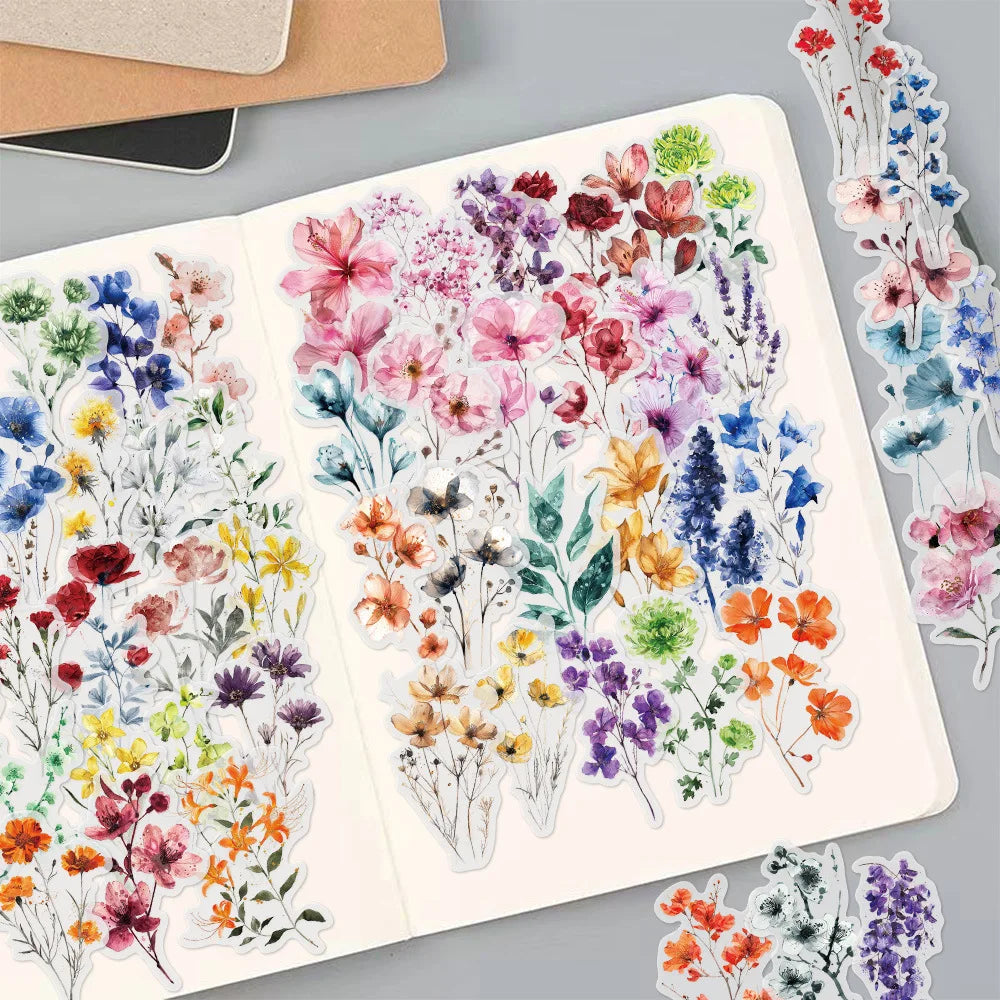 Watercolor Floral Transparent PET Stickers
