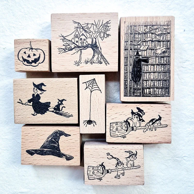 Halloween Trick-or-Treat Hocus Pocus Wooden Stamps 🎃🪄
