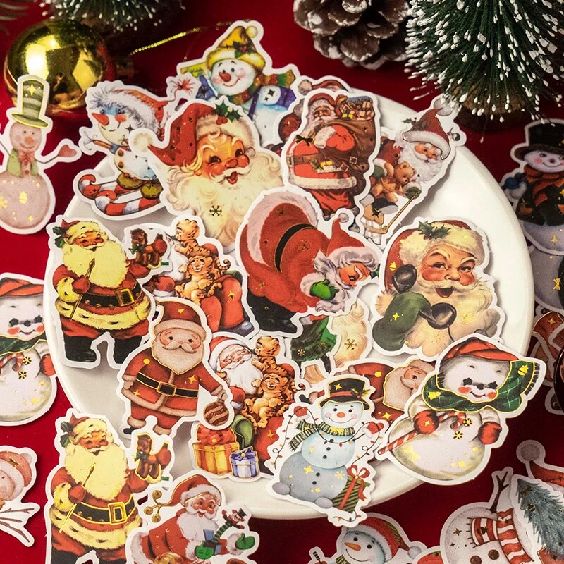 30 Pcs Christmas Glossy Adhesive Paper Stickers Pack for Journaling &amp; Scrapbooking - PaperWrld