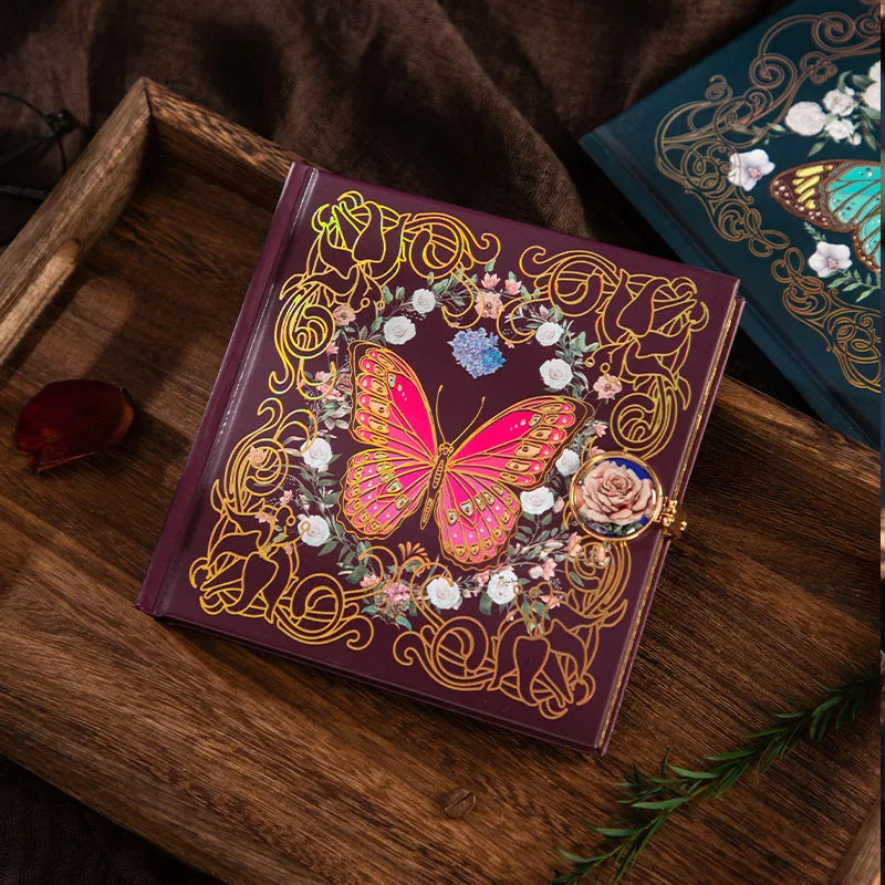 Butterflies & Flowers Vintage Hardcover Journal with Magnetic Clasp