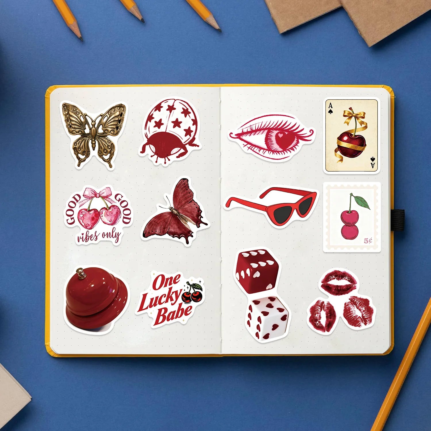 Cherry Love-Themed Paper Stickers