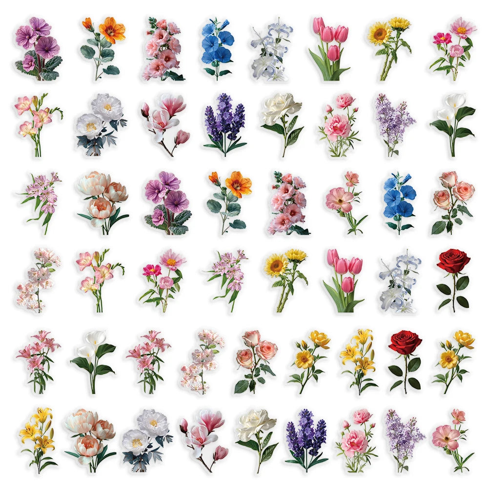 Watercolor Floral Transparent PET Stickers