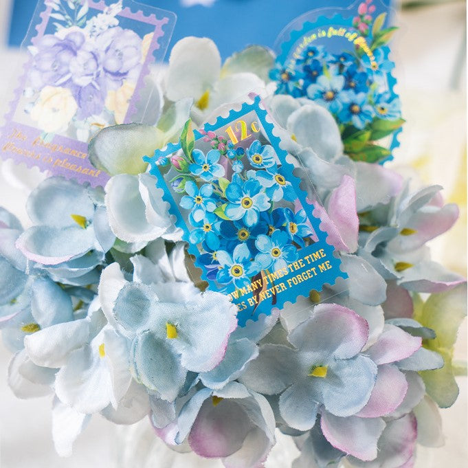 Tampons autocollants floraux colorés en PET, 30 pièces