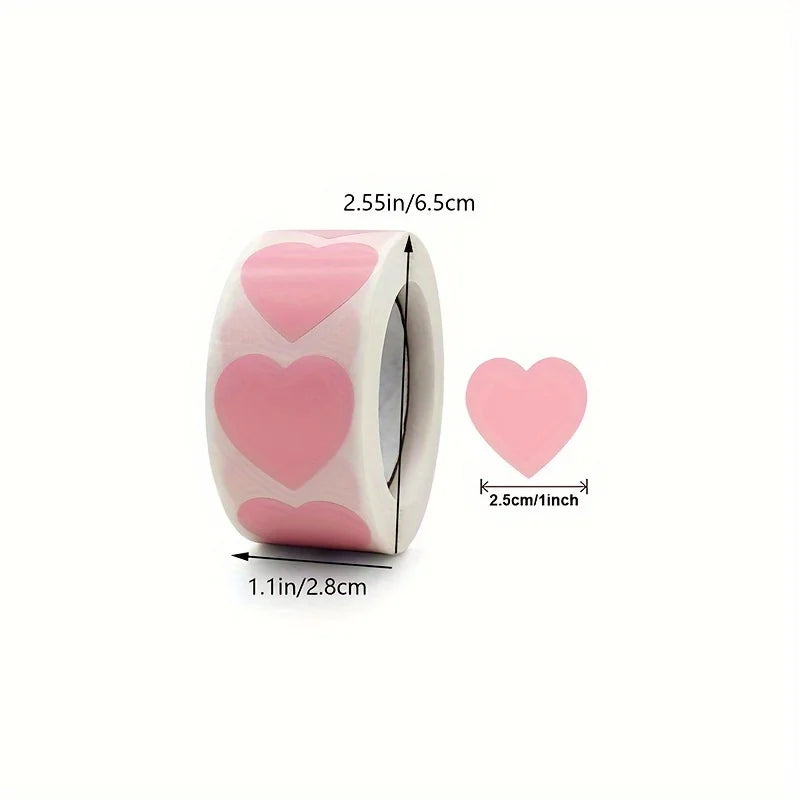 Pink Heart Stickers Roll