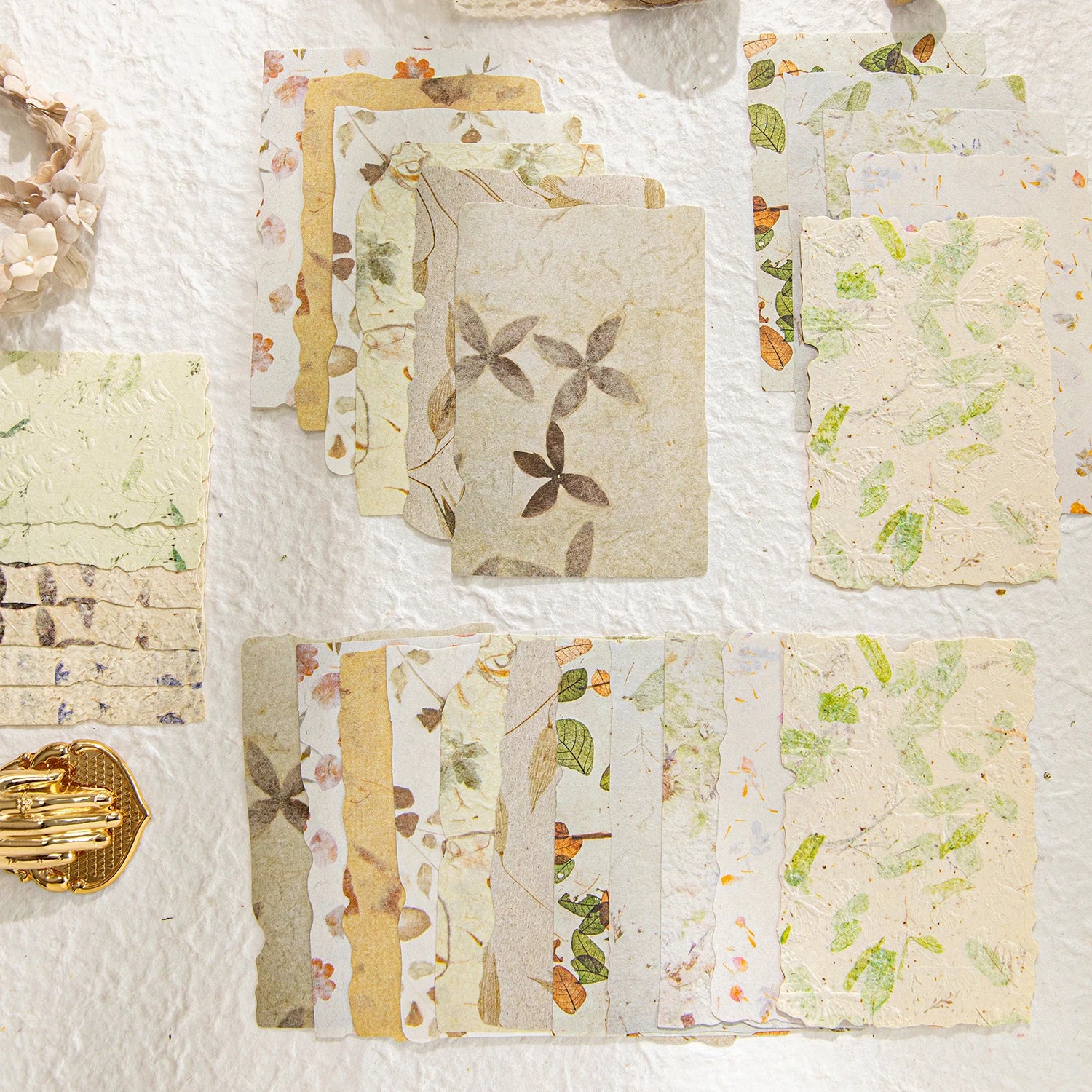 Vintage Botanical Textured Paper Set