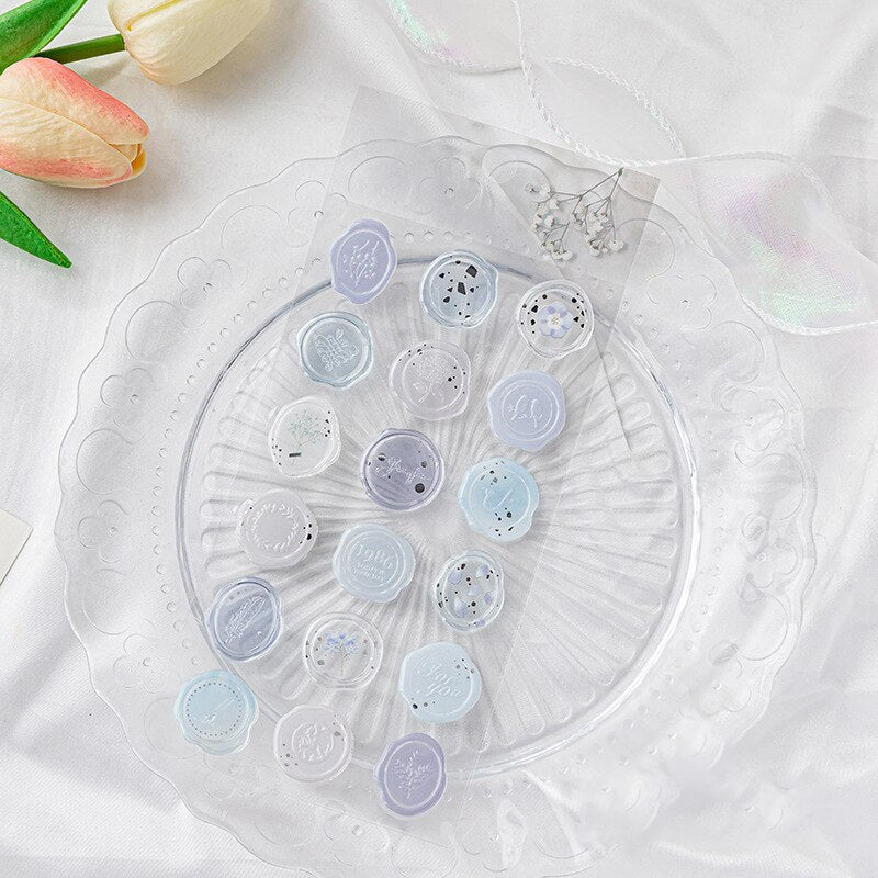 Pastel Bloom Wax Seal Stickers - 18 Pcs Set