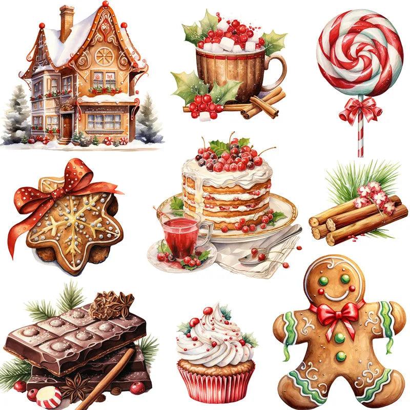 16 Pcs Christmas Dessert Gingerbread House Stickers for Journaling &amp; Scrapbooking - PaperWrld