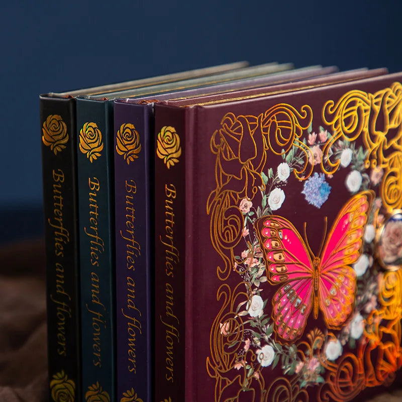 Butterflies & Flowers Vintage Hardcover Journal with Magnetic Clasp