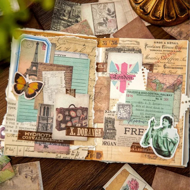 60 Blatt/Dieses Fantasy Journey Material Papier Vintage Blumenmuster DIY Ledger Dekorationsmaterialien