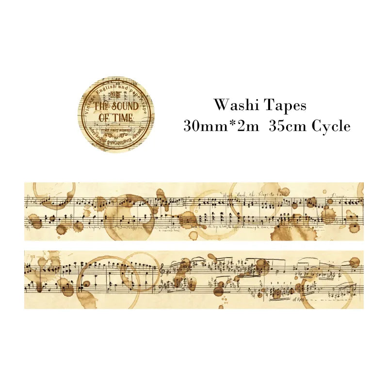 Timeless Narratives Washi Tape - Single Adhesive Rolls - The sound of time - PaperWrld