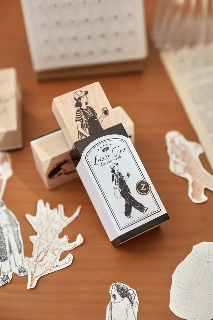 Leisure Time | Aesthetic Wooden Rubber Stamp Collection (8 Styles)