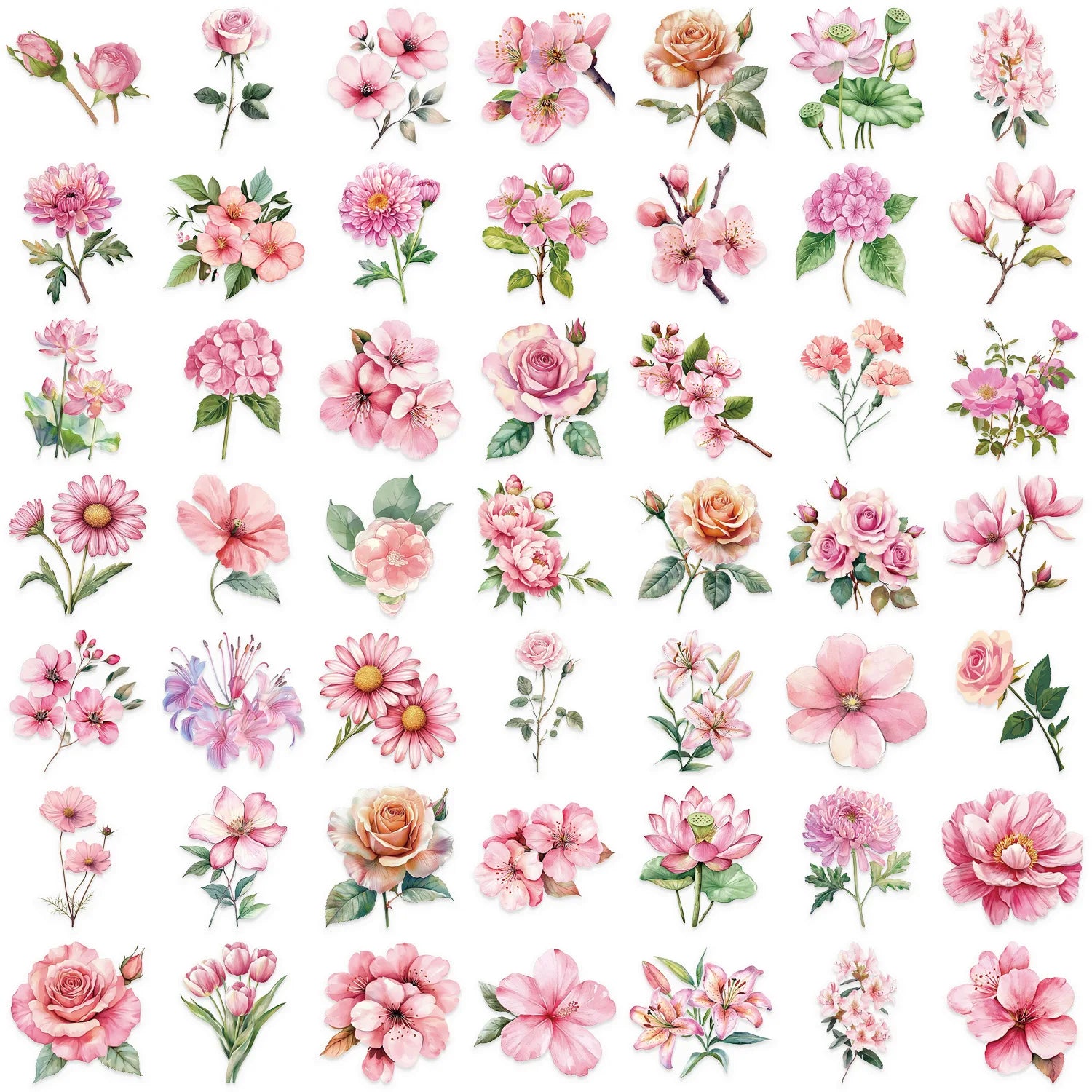 Watercolor Floral Transparent PET Stickers