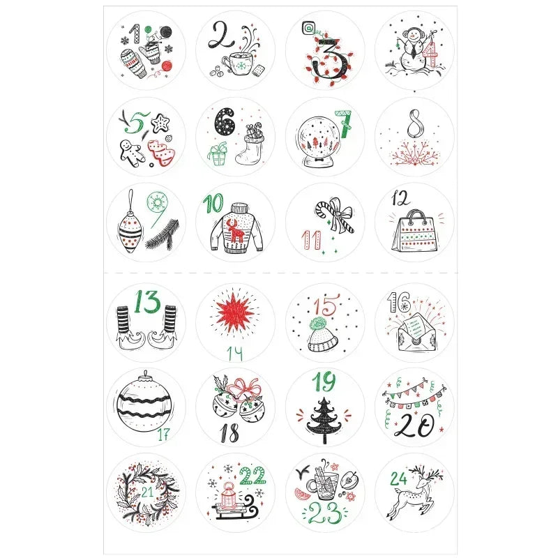 Advent Calendar Number Sticker Set